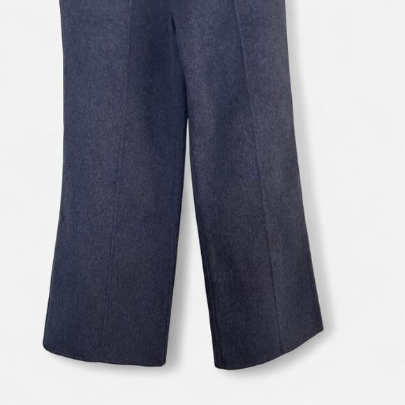 Wool-Style Chic Light Navy Flared Pants – Wide Leg Tailored Trousers small NEW - Picture 4 of 7